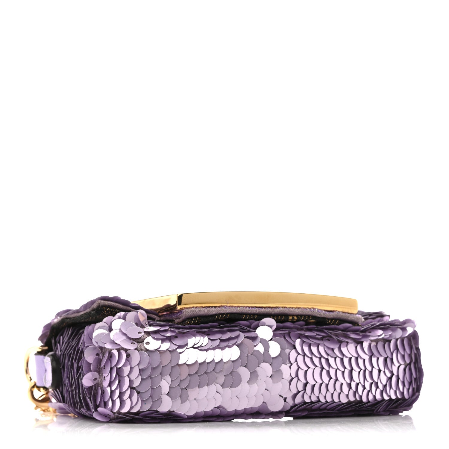 Fendi Sequin Paillettes Shiny Nappa Sex and the City Nano Maxi Buckle Baguette Charm Lilla 4 of 12