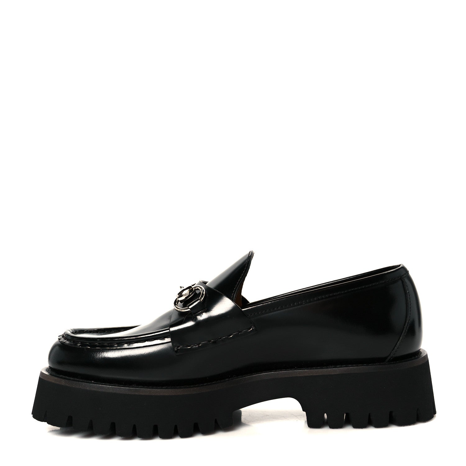 Gucci Cordovan Lux Womens Horsebit 45mm Platform Loafers 38 Black 1 of 10