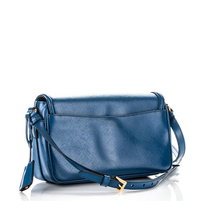 Prada Saffiano Vernice Sound Shoulder Bag Azzurro 3 of 8