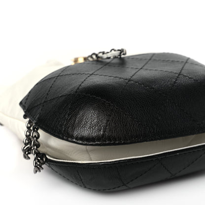 Chanel Aged Calfskin Quilted Small Gabrielle Bucket White Black 8 of 10