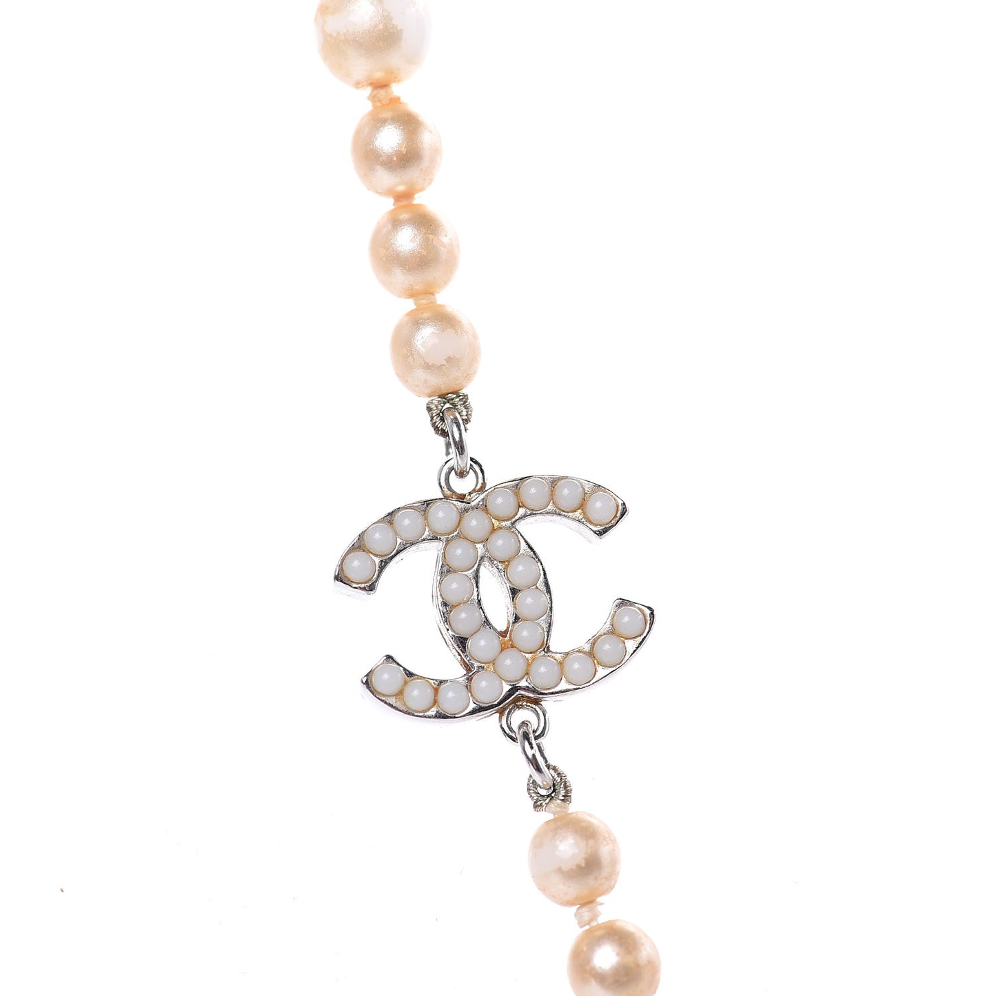 Pearl CC Short Necklace Silver