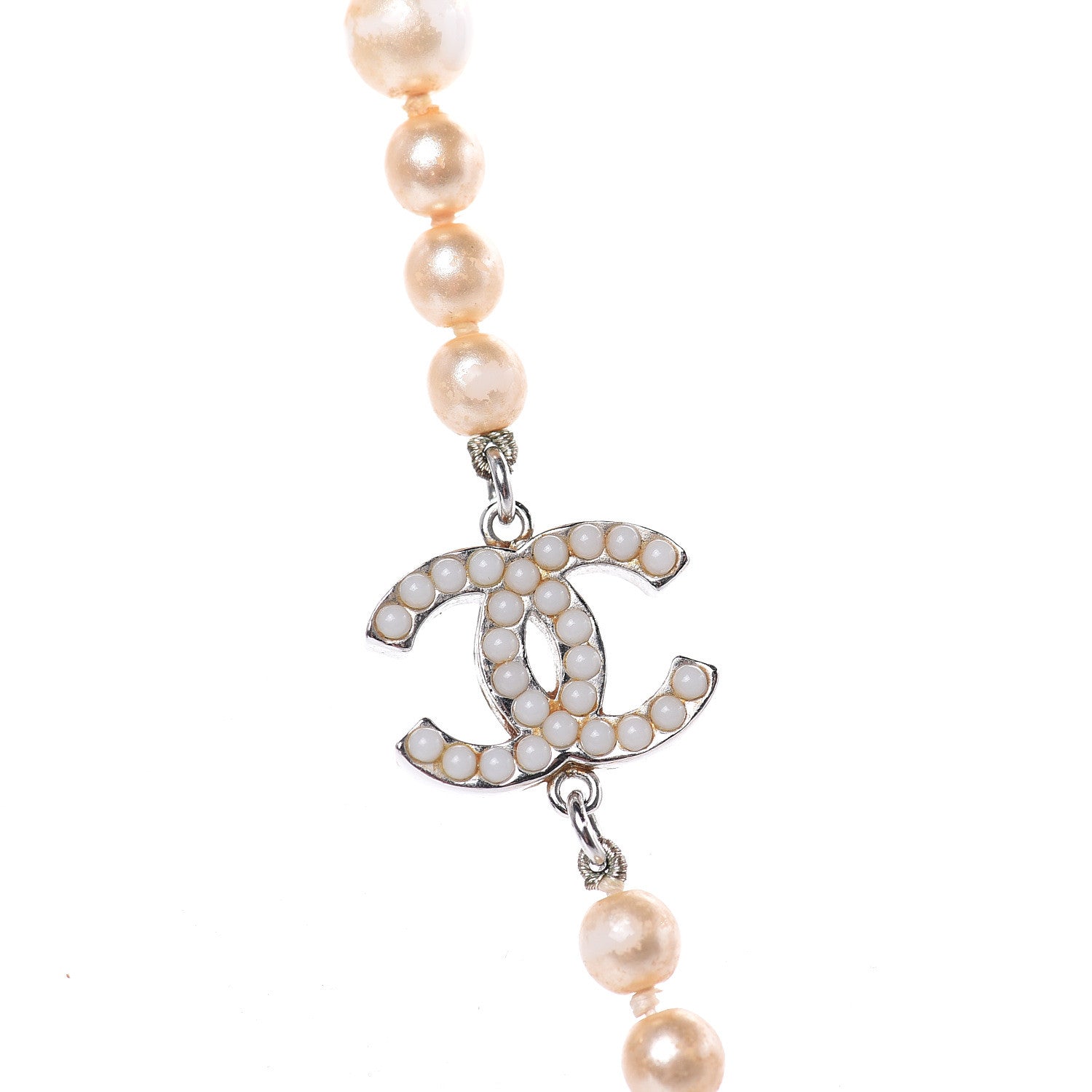 Chanel Pearl CC Short Necklace Silver 4 of 6