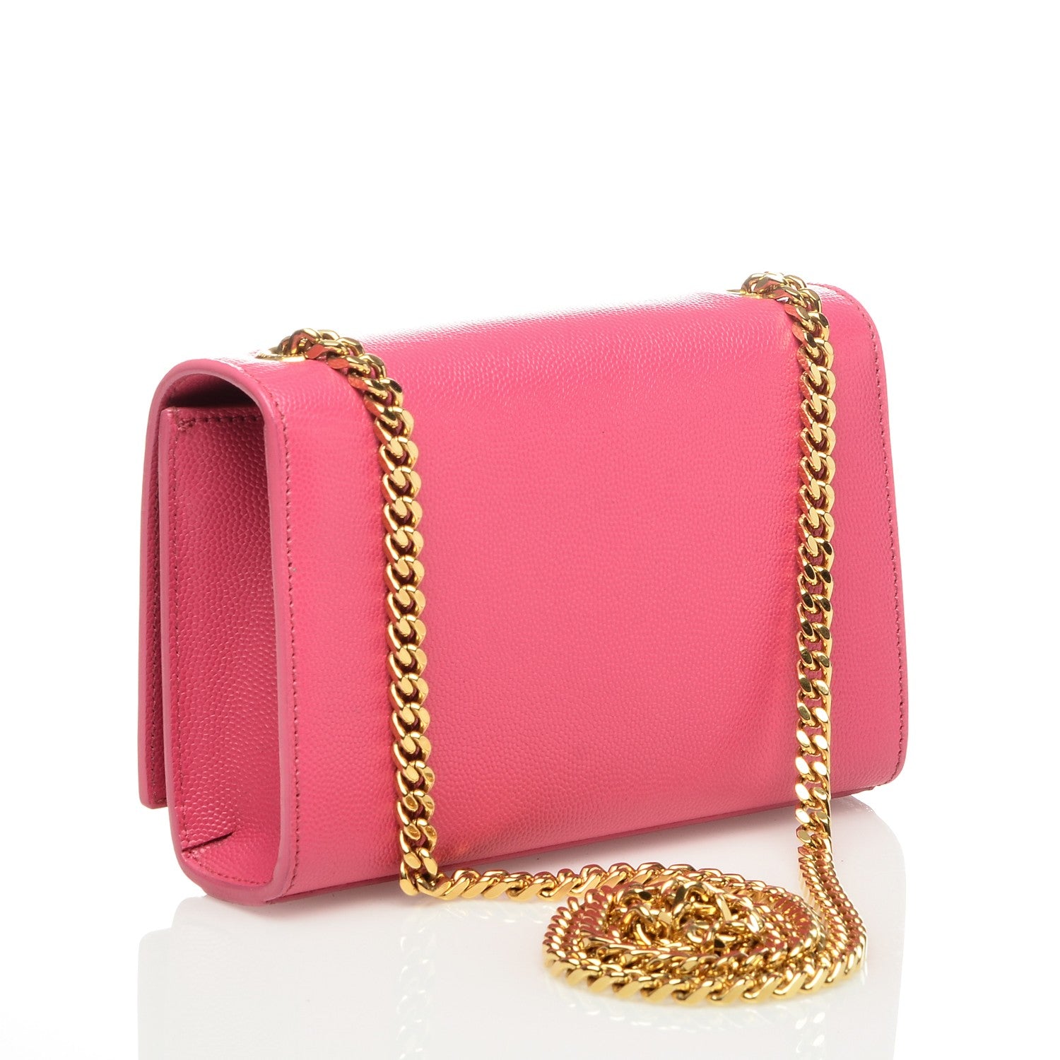 Saint Laurent Grain De Poudre Small Monogram Kate Satchel Fuchsia 3 of 5
