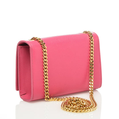 Saint Laurent Grain De Poudre Small Monogram Kate Satchel Fuchsia 3 of 5