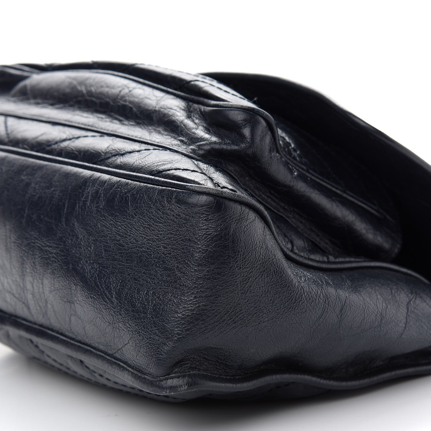 Saint Laurent Crinkled Calfskin Matelasse Monogram Large Niki Chain Satchel Deep Marine 9 of 14