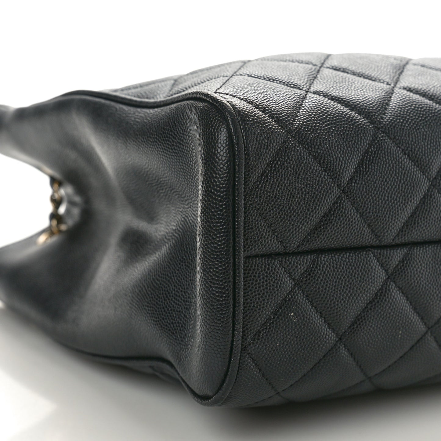 Caviar Quilted In Out Flap Shopping Tote Black