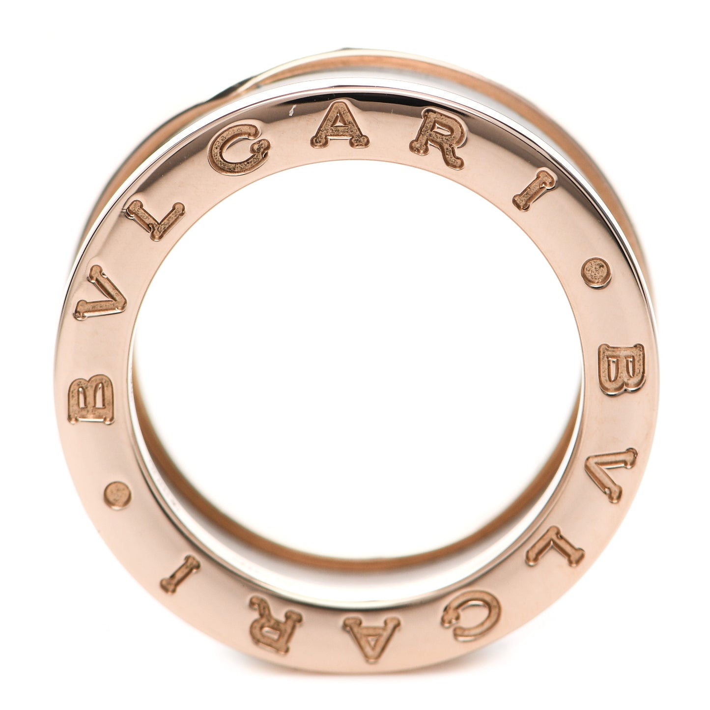 18K Rose Gold White Ceramic B.Zero1 Two-Band Ring 49 4.75