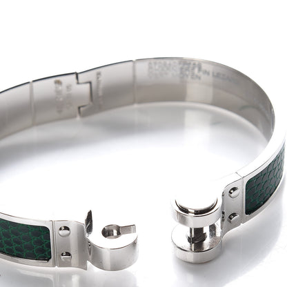 Hermes Lizard Charniere Cuir Narrow Hinged Bracelet S Vert Moyen 5 of 5