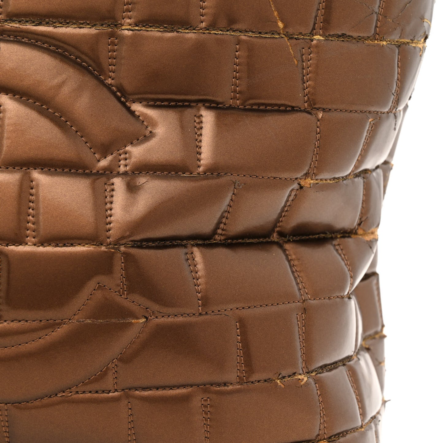 Vinyl Quilted Large Frozen Tote Bronze