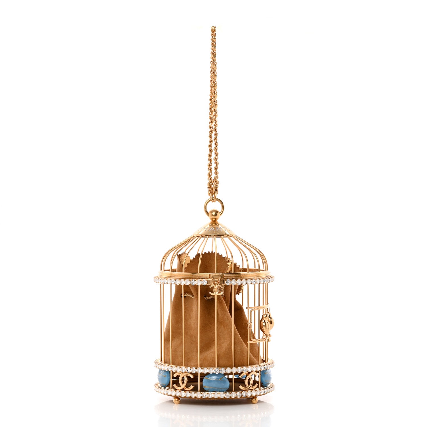 Chanel Metal Crystal Enamel CC Love Bird Cage Minaudiere Clutch Gold Multicolor 1 of 11