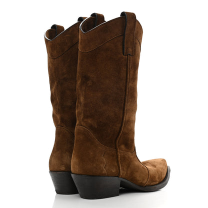 Saint Laurent Suede Houston Cowboy Boots 37 Brown 4 of 10