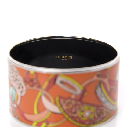 Hermes Enamel Printed Extra Wide Concours d'Etrier Bracelet 70 3 of 4