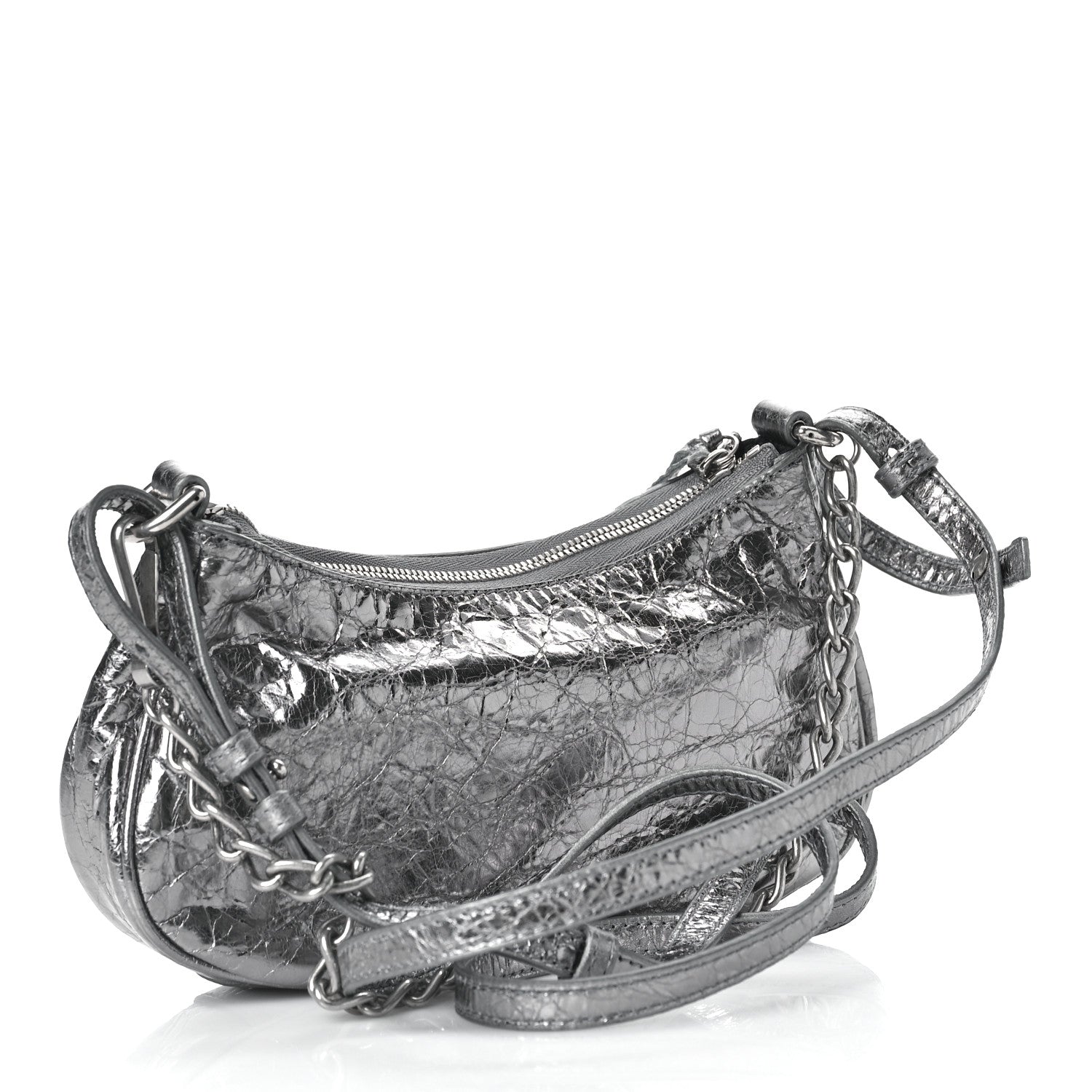 Balenciaga Metallic Agneau Arena Le Cagole Purse With Chain Mini Silver 3 of 8
