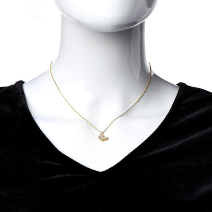 Van Cleef & Arpels 18K Yellow Gold Mother of Pearl Sweet Alhambra Butterfly Pendant Necklace 2 of 6