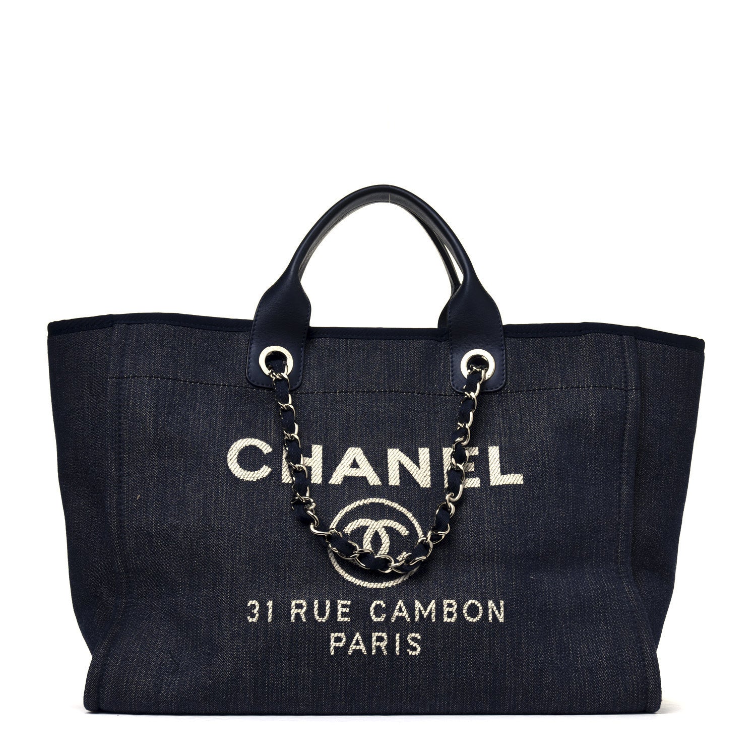 Chanel Denim Medium Deauville Tote Dark Blue 2 of 12
