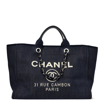 Chanel Denim Medium Deauville Tote Dark Blue 2 of 12