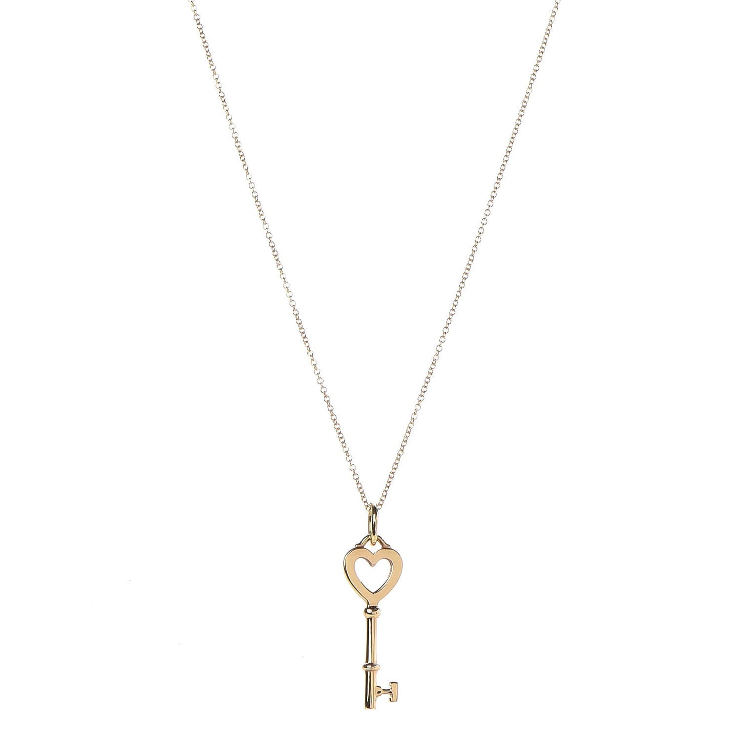 18K Yellow Gold Mini Heart Key Pendant Necklace
