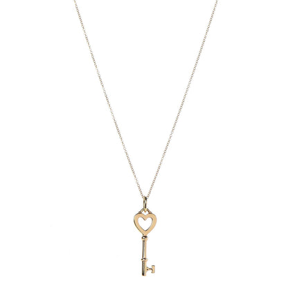 Tiffany 18K Yellow Gold Mini Heart Key Pendant Necklace 1 of 8