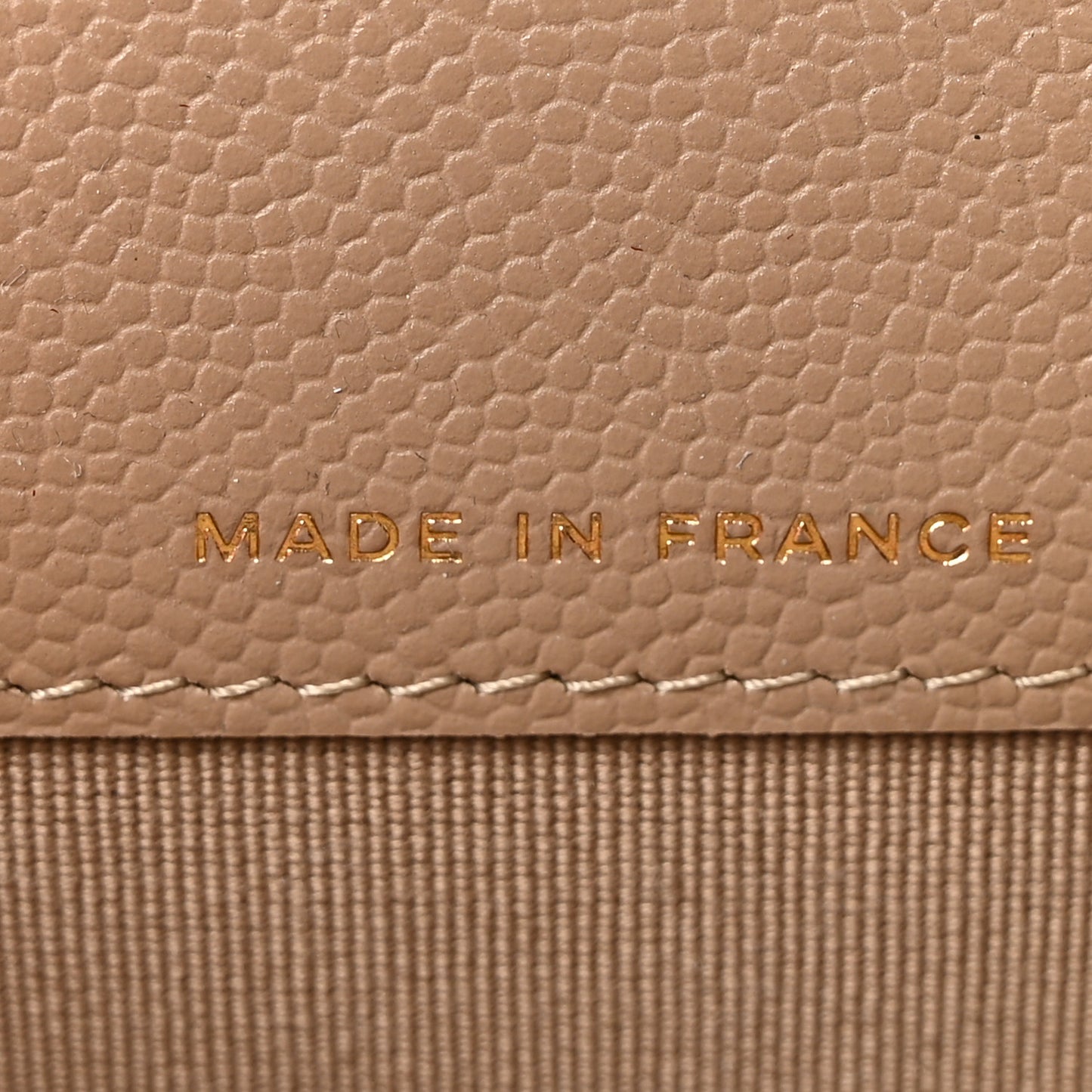 Caviar Quilted Flap Card Holder Wallet Dark Beige