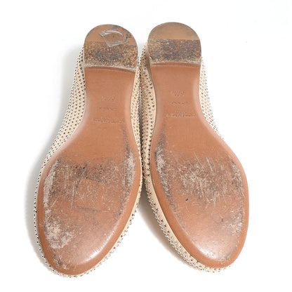 Saint Laurent Leather Studded Ballerina Flats 37.5 Nude Powder 5 of 8