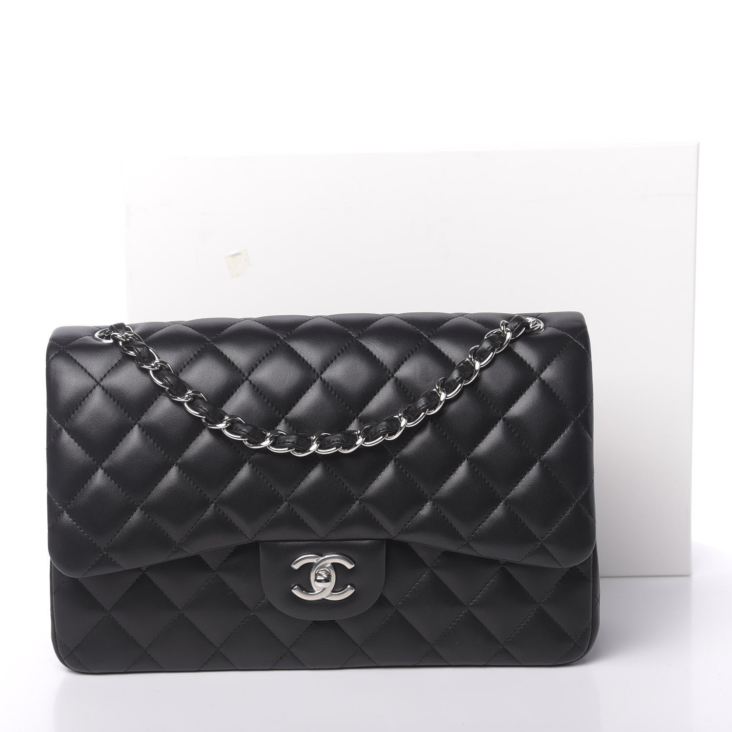 Chanel Lambskin Quilted Jumbo Double Flap Black 12 of 12