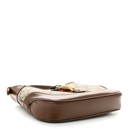 Gucci GG Supreme Monogram Azalea Calfskin Web Mini Jackie 1961 Hobo Beige Ebony Brown Sugar 4 of 12