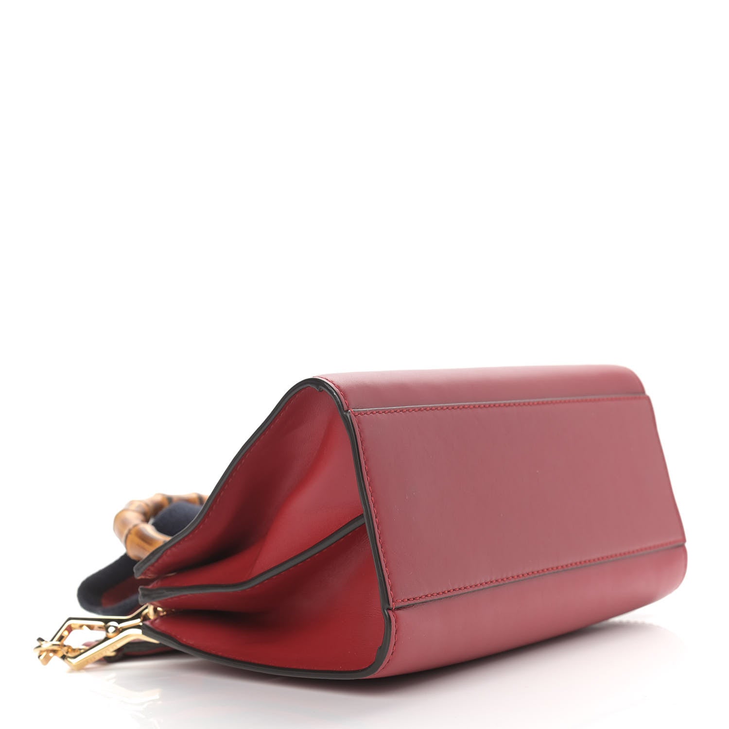 Gucci Nappa Bamboo Web Mini Nymphaea Top Handle Bag Hibiscus Red 4 of 11