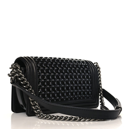 Chanel Calfskin Patent Braided Medium Boy Flap Black 2 of 9