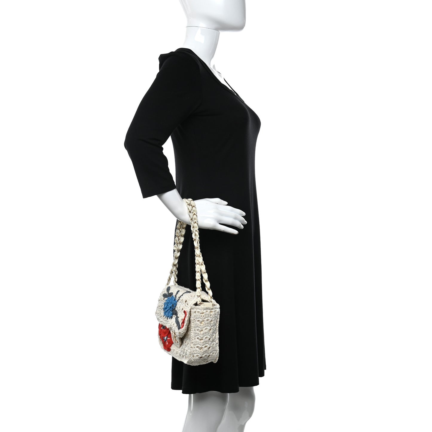 Crochet Camellia Small Flap Ivory