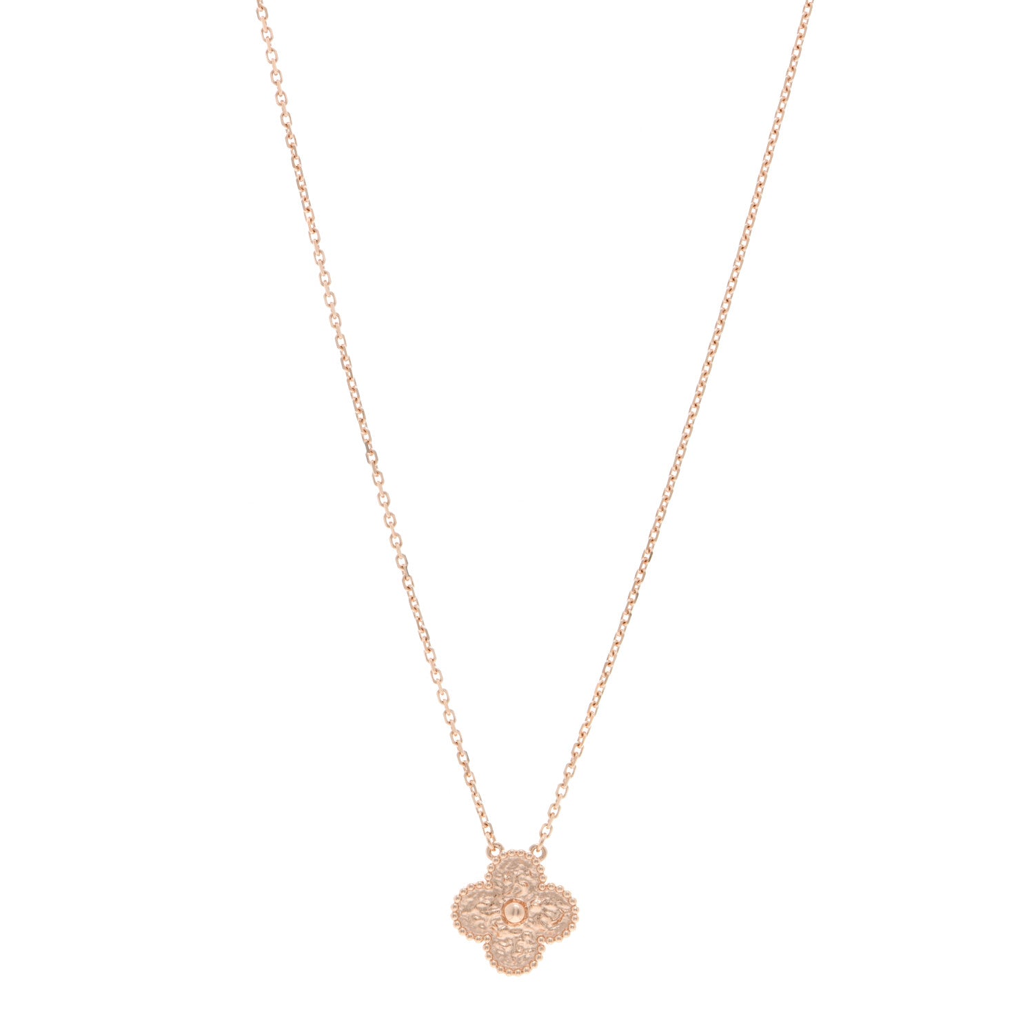 Van Cleef & Arpels 18K Rose Gold Vintage Alhambra Pendant Necklace 1 of 5