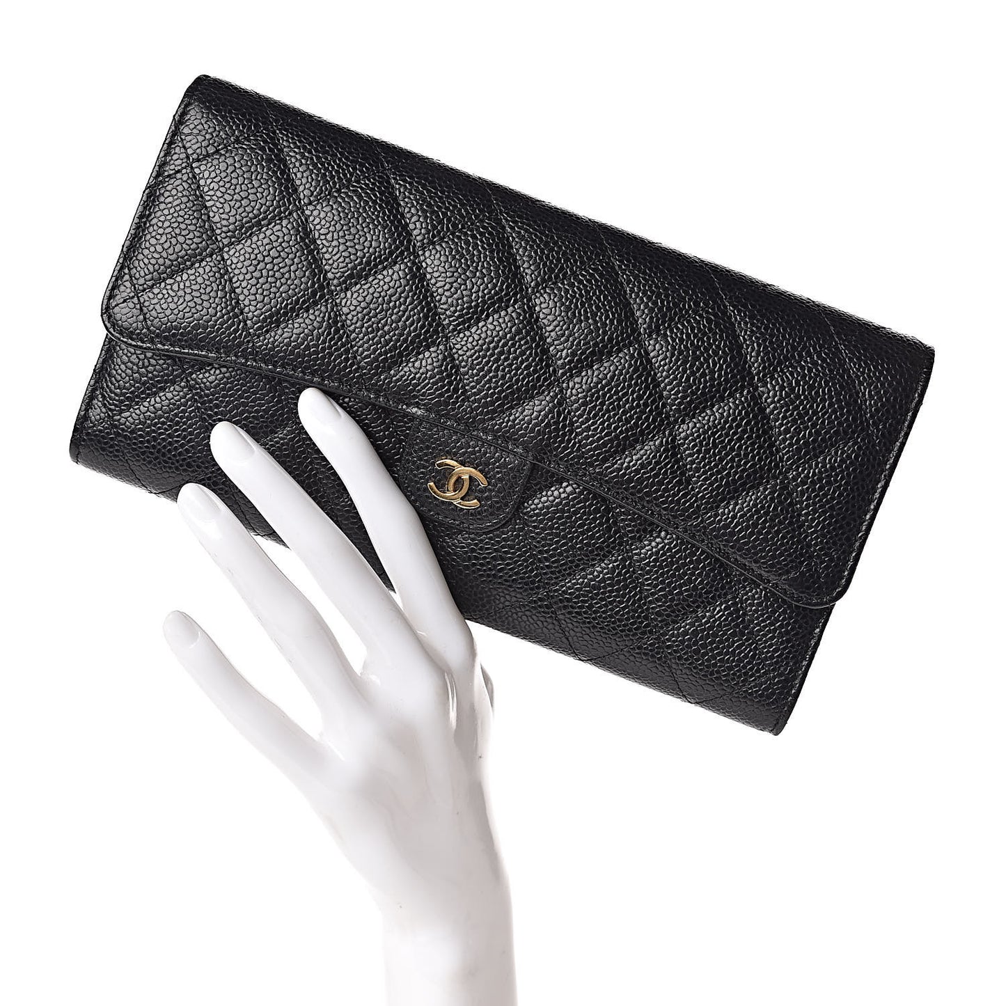 Caviar Quilted Travel Wallet Black