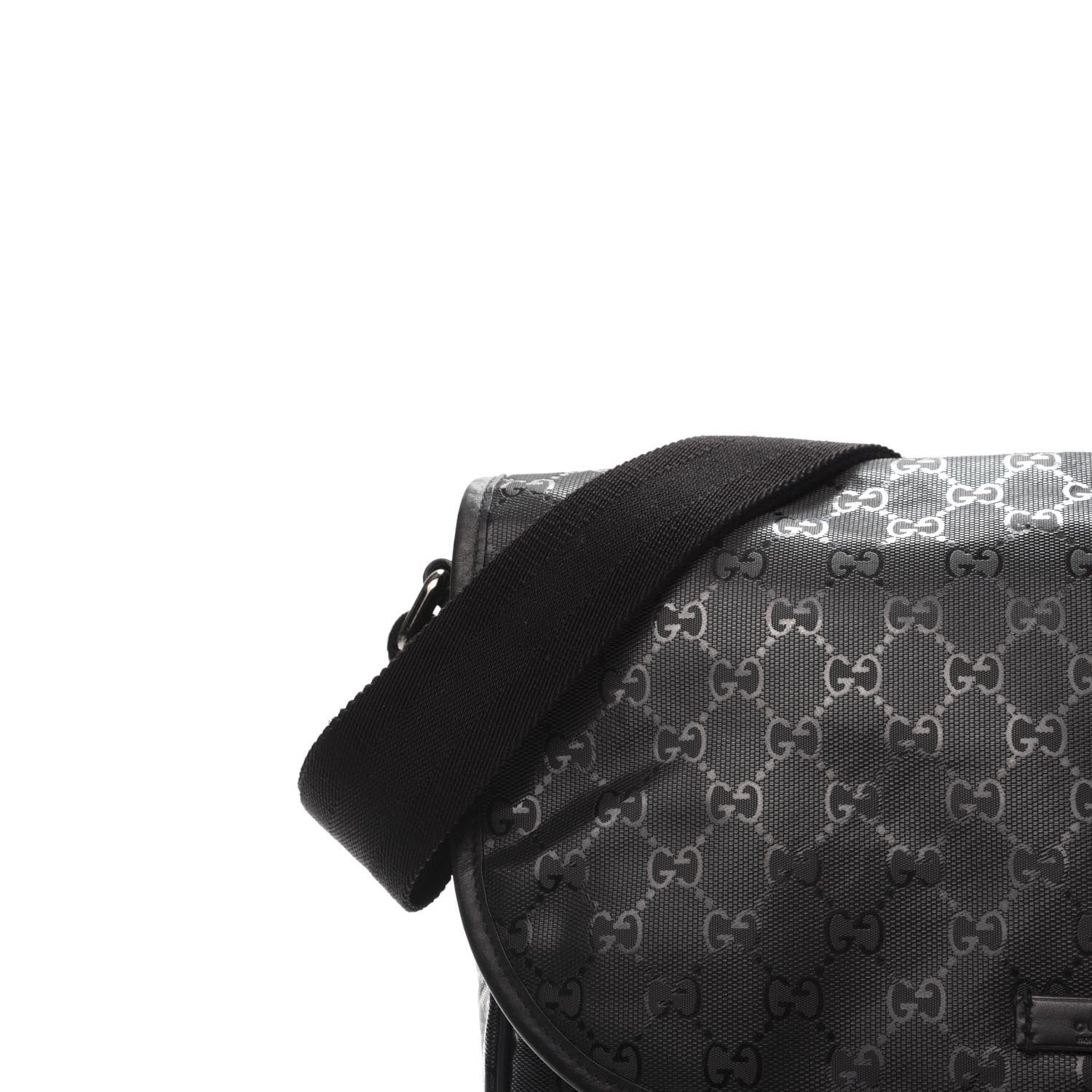 Gucci Imprime Monogram Medium Double Buckle Flap Messenger Bag Black 12 of 13
