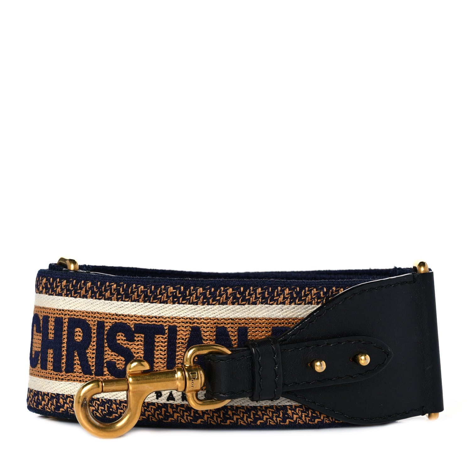 Christian Dior Canvas Embroidered Shoulder Strap Chocolate Multicolor 1 of 5