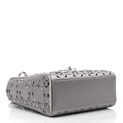 Christian Dior Satin Crystal Cannage Mini Lady Dior Gray 4 of 13