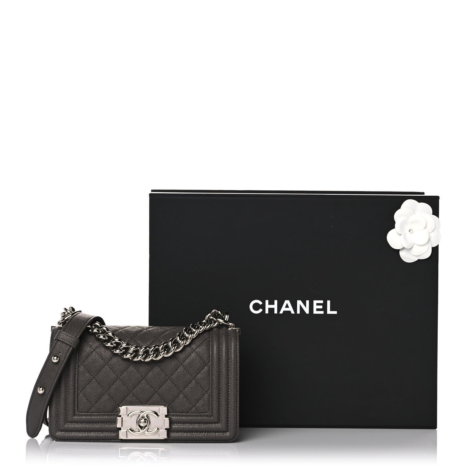 Chanel Caviar Quilted Small Boy Flap Grey 11 of 11