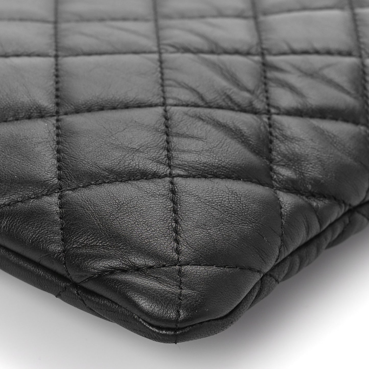 Lambskin Quilted Large Casino Beauty CC Cosmetic Case Black