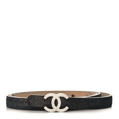 Chanel Glitter Calfskin CC Logo Skinny Belt 85 34 Black 1 of 8