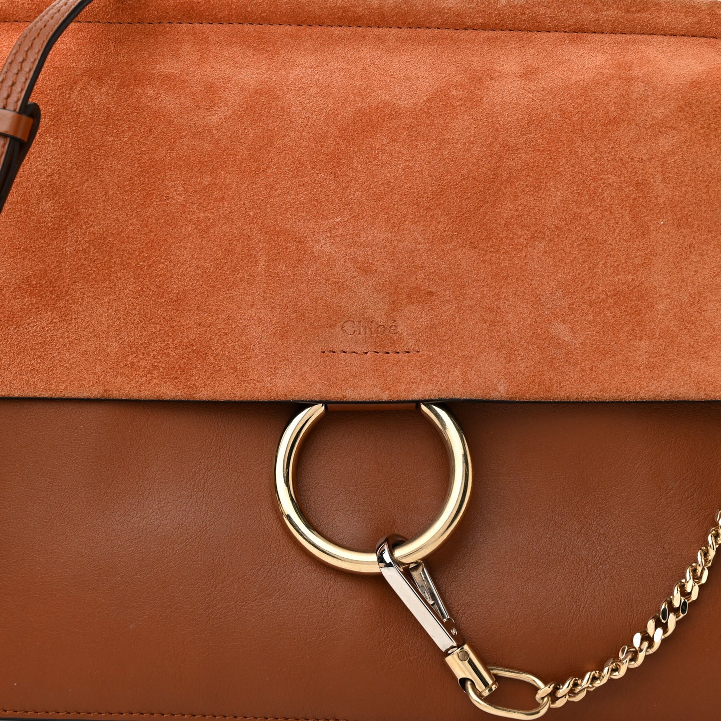Suede Calfskin Medium Faye Shoulder Bag Tobacco