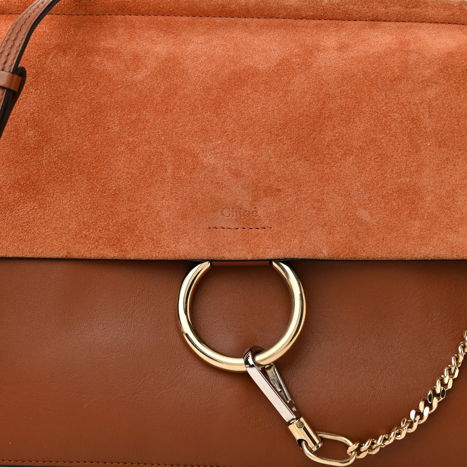 Chloe Suede Calfskin Medium Faye Shoulder Bag Tobacco 8 of 10