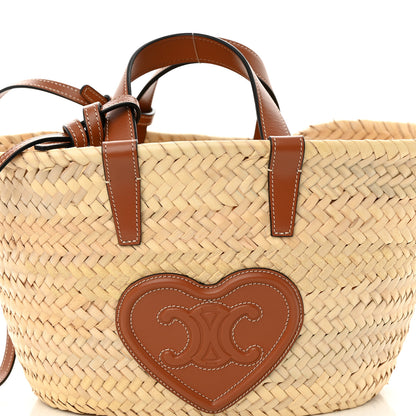 Celine Raffia Calfskin Heart Triomphe Teen Panier Tan 7 of 9
