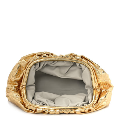 Bottega Veneta Metallic Crinkled Lambskin The Pouch Oversized Clutch Oro 5 of 10