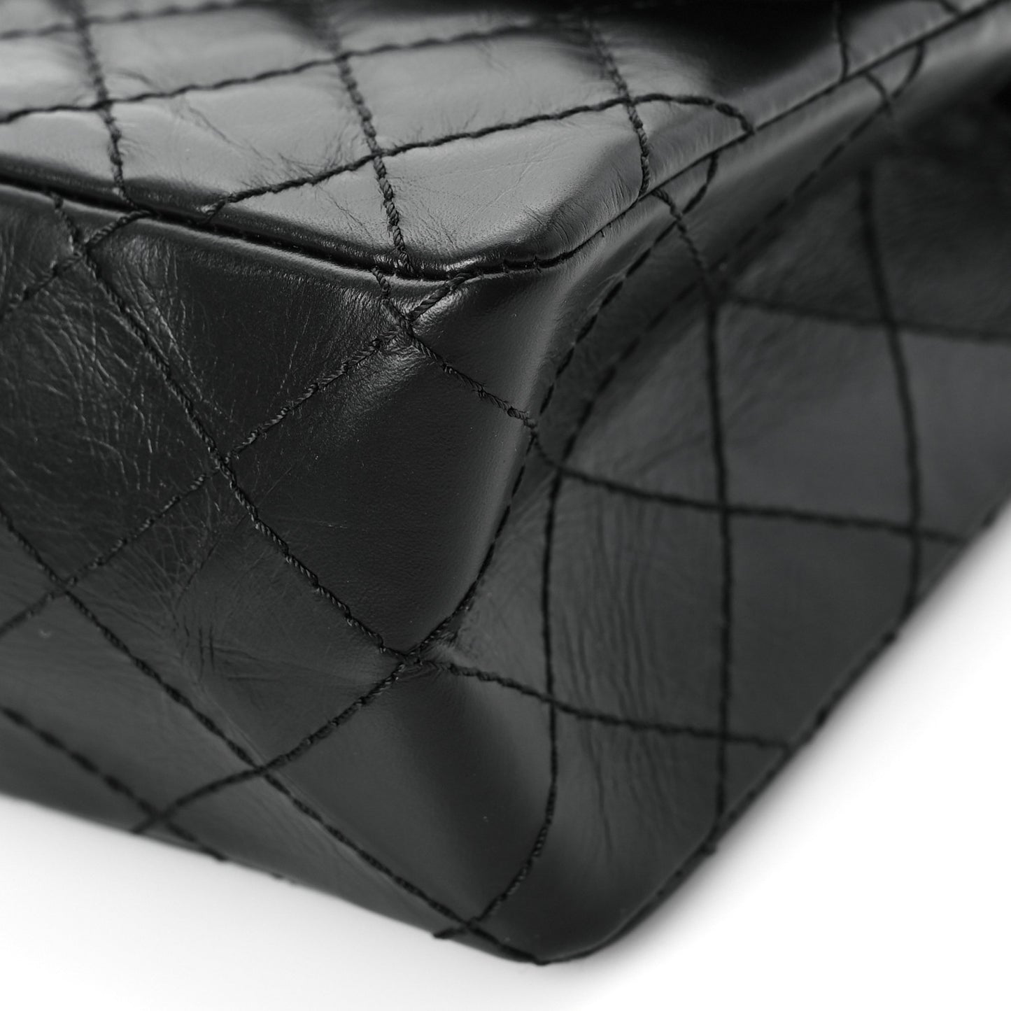 Aged Calfskin Quilted 2.55 Reissue 225 Flap Black