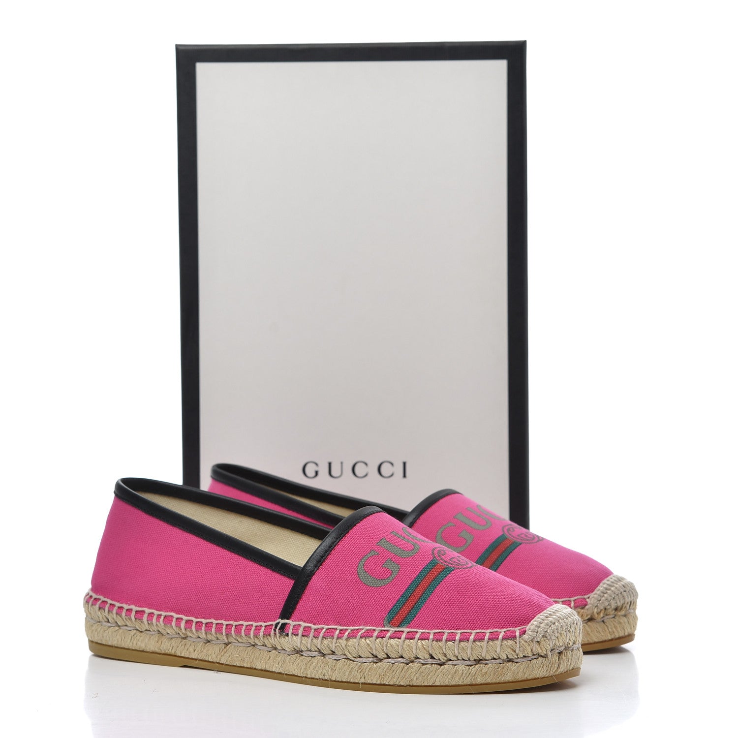 Gucci Canvas Logo Espadrilles 37.5 Cyclamen Rose Black 10 of 10