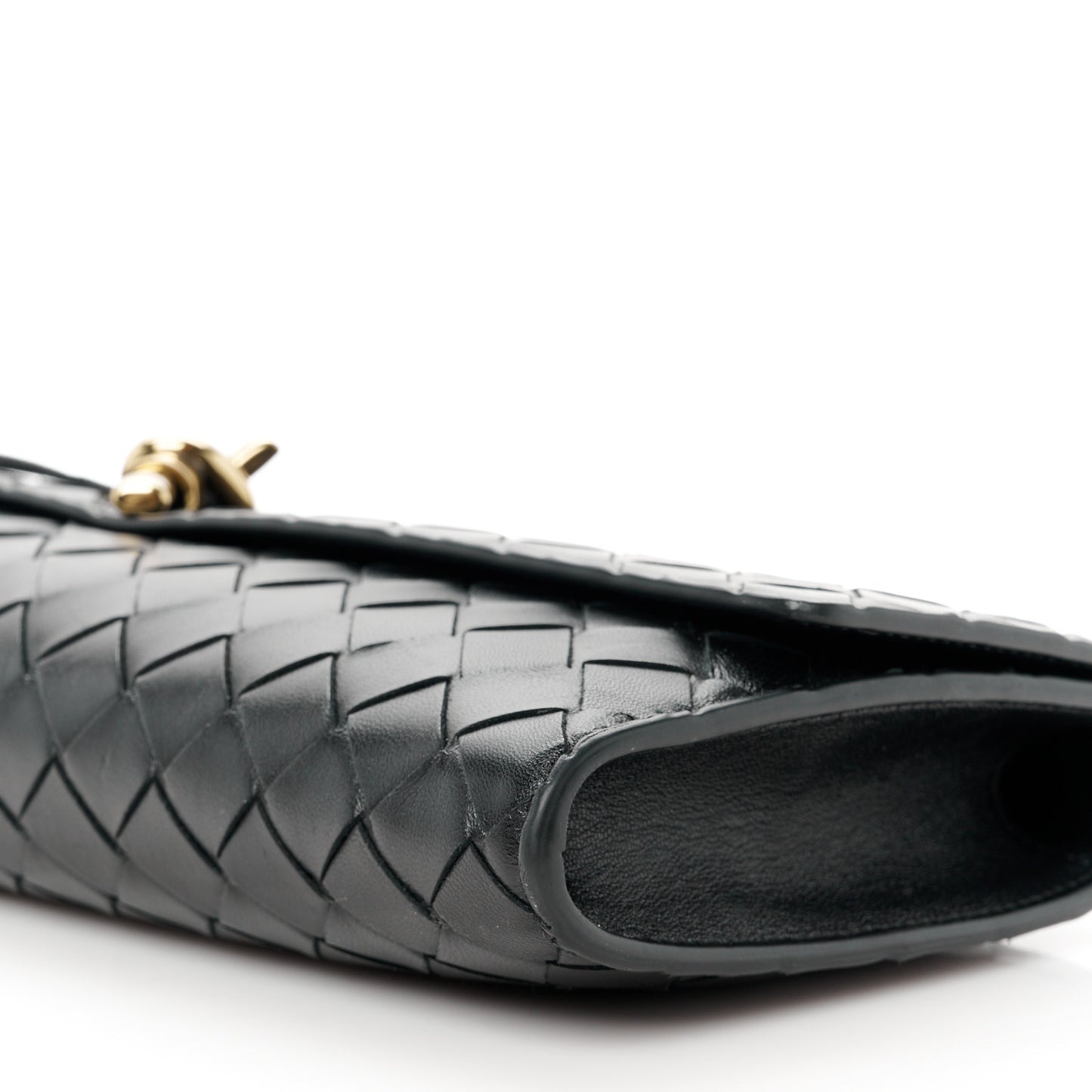 Nappa Intrecciato Long Andiamo Top Handle Clutch Black