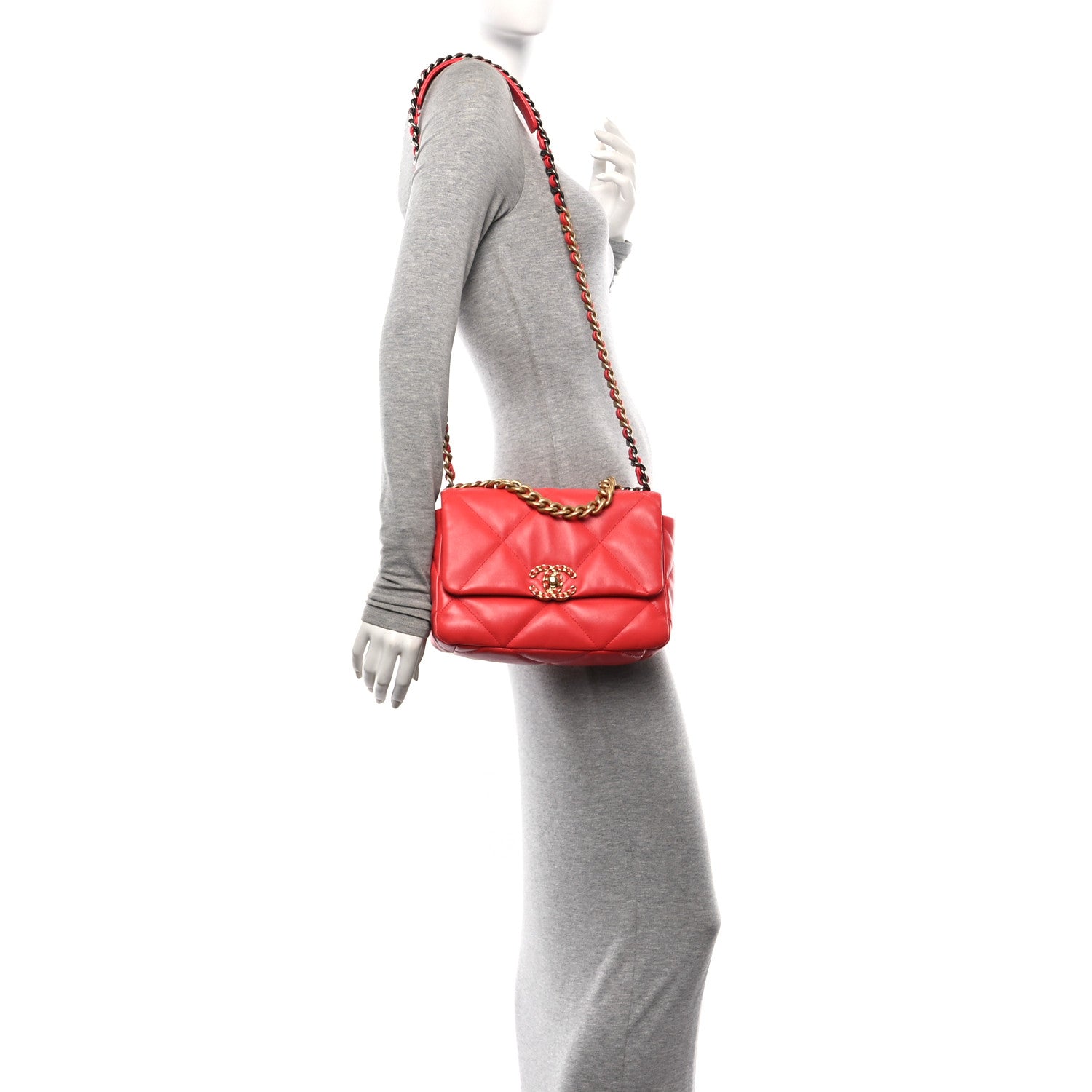 Chanel Lambskin Quilted Medium Chanel 19 Flap Red 2 of 11