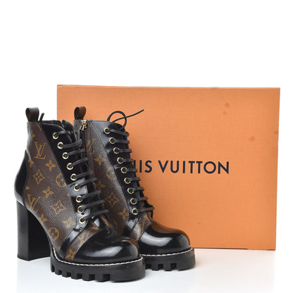Louis Vuitton Patent Calfskin Monogram Star Trail Ankle Boots 38 Black 8 of 8