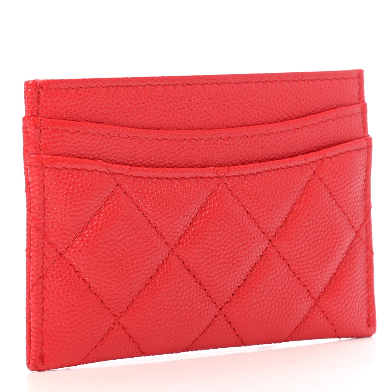 Chanel Caviar Quilted Card Holder Red 3 of 9