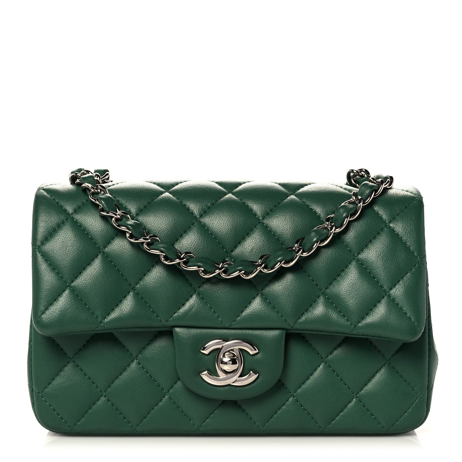 Chanel Lambskin Quilted Mini Rectangular Flap Green 1 of 9