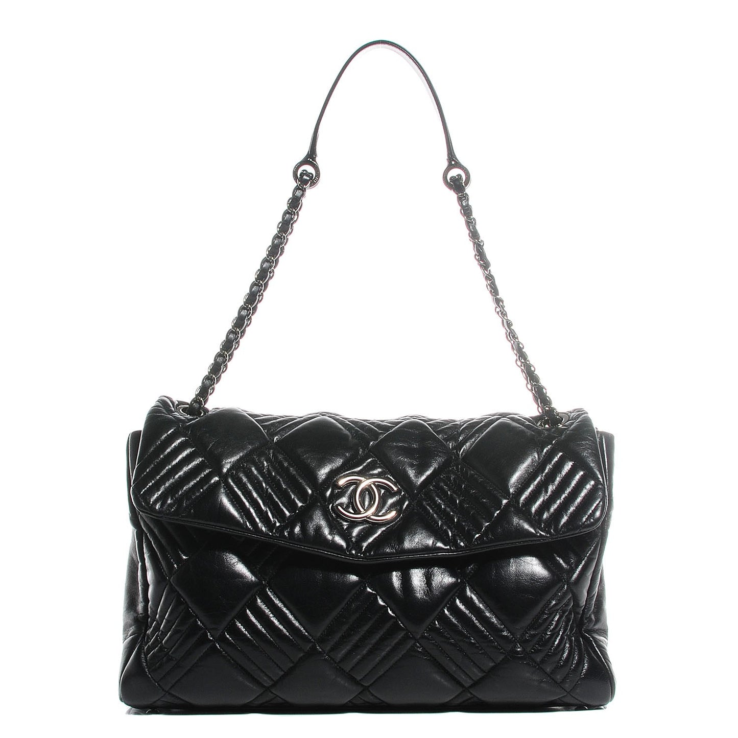 Lambskin In and Out Maxi Flap Black