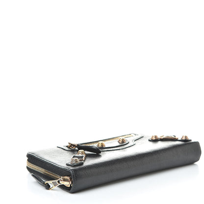 Balenciaga Agneau Giant 12 Rose Gold Hardware Continental Zip Around Wallet Black 4 of 16